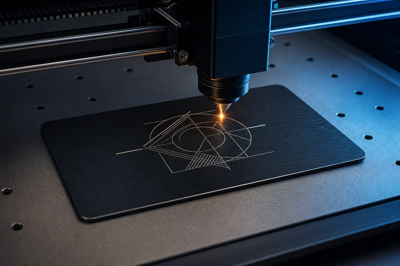 Natančno lasersko graviranje črne aluminijaste vizitke